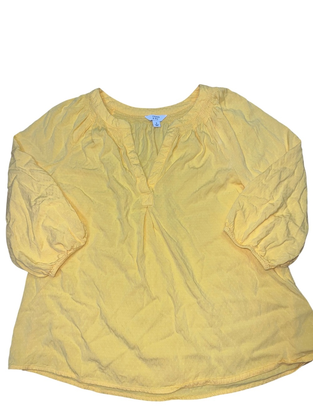 crown & ivy Yellow Peasant Blouse